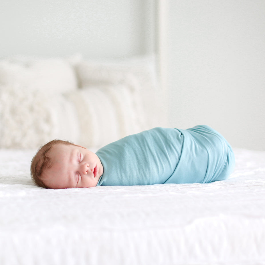 Posh-Peanut-Viscose-Bamboo-Stay-dry-fabric-reliably-chic-and-perfectly-practical-uniquely-designed-of-a-kind-swaddle set-in-teal