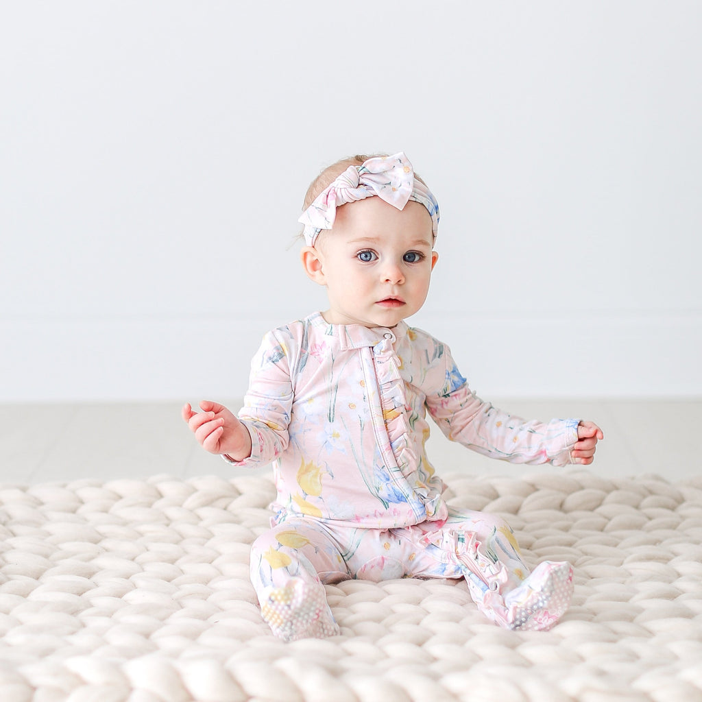 Posh-Peanut-Viscose-Bamboo-Stay-dry-fabric-reliably-chic-and-perfectly-practical-uniquely-designed-of-a-kind-wild spring floral ruffle zippered romper