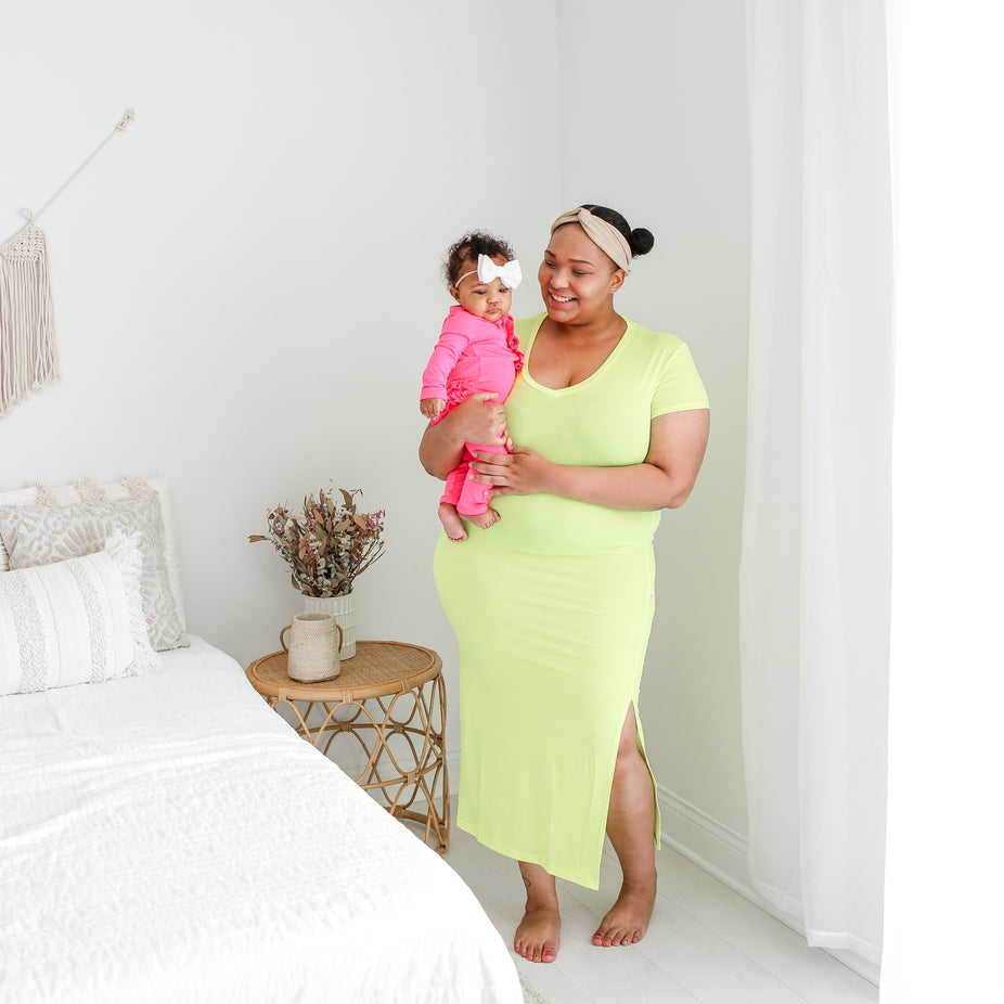 Neon Yellow Mommy Maxi Dress