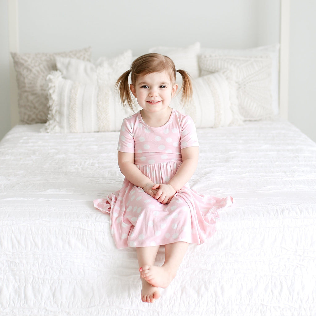 Posh-Peanut-Viscose-Bamboo-Stay-dry-fabric-reliably-chic-and-perfectly-practical-uniquely-designed-of-a-kind-pink polka dot twirl dress