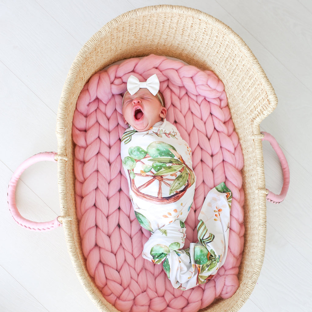 Cactus & Wooden Wheel Swaddle Beanie Set