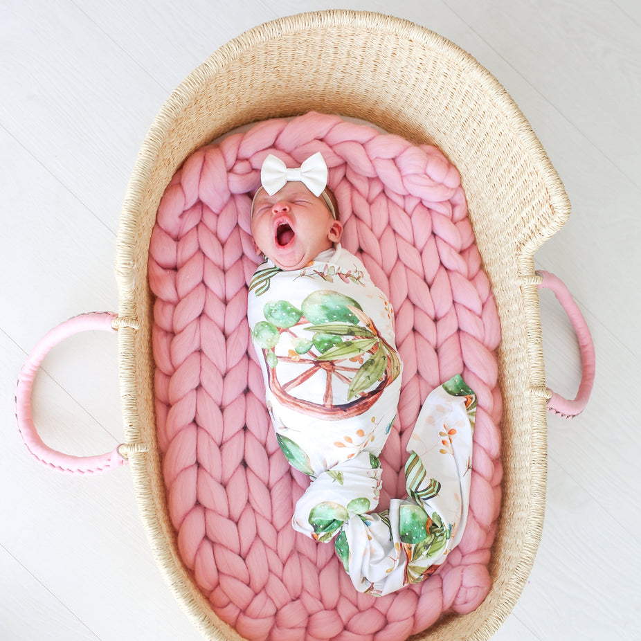 Cactus & Wooden Wheel Swaddle Beanie Set
