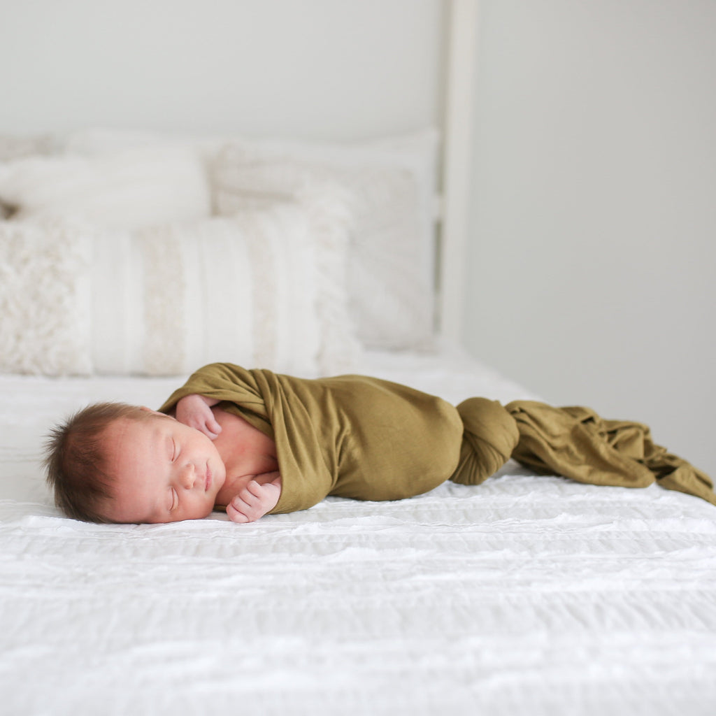 Olive Green Swaddle Beanie Set