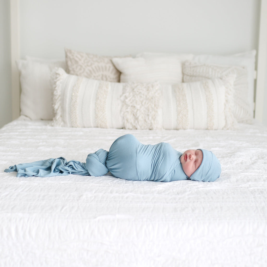 Bleu Swaddle Beanie Set