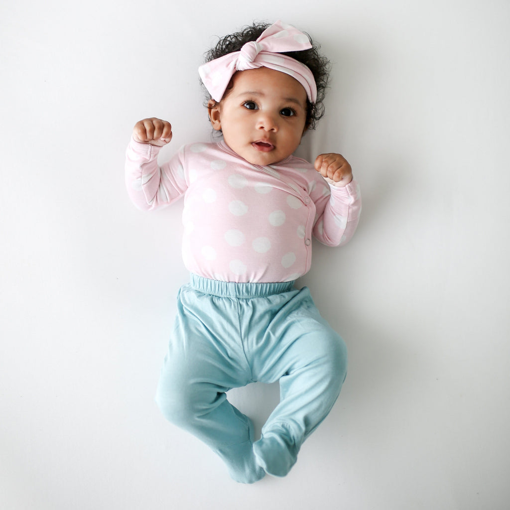 Posh-Peanut-Viscose-Bamboo-Stay-dry-fabric-reliably-chic-and-perfectly-practical-uniquely-designed-of-a-kind romper pink polka dot kimono set and matching headband