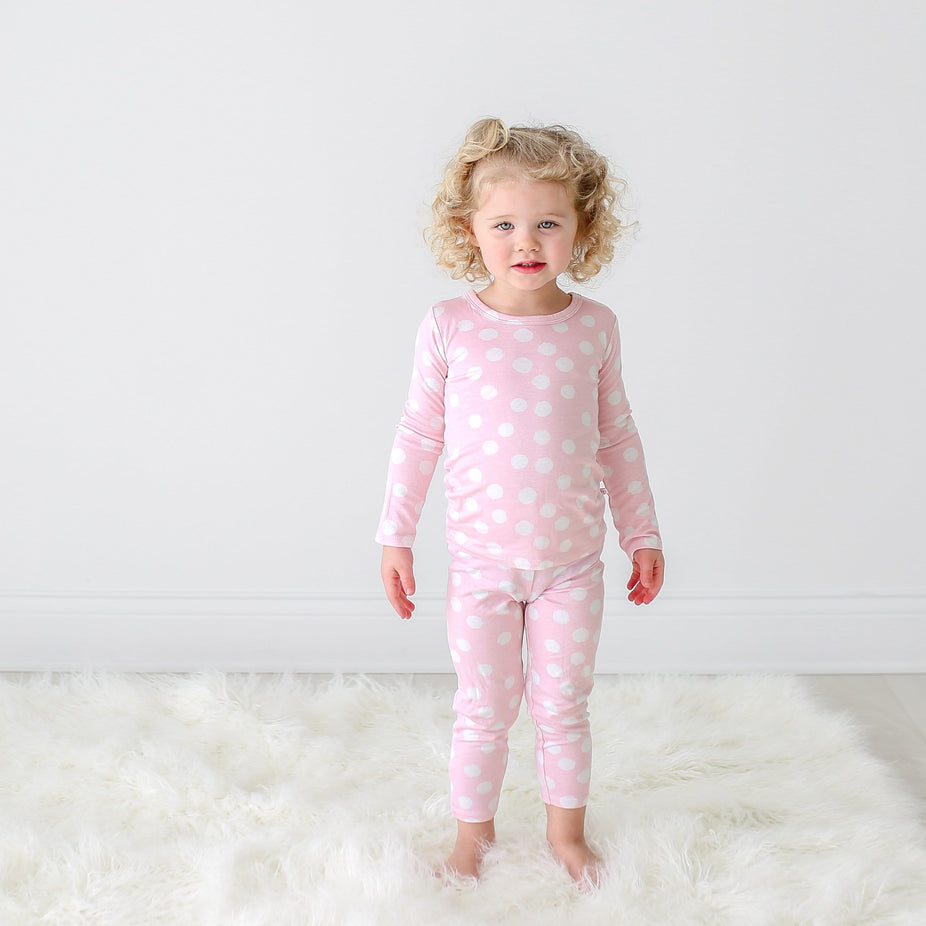 Posh-Peanut-Viscose-Bamboo-Stay-dry-fabric-reliably-chic-and-perfectly-practical-uniquely-designed-of-a-kind-loungewear in pink polkadot