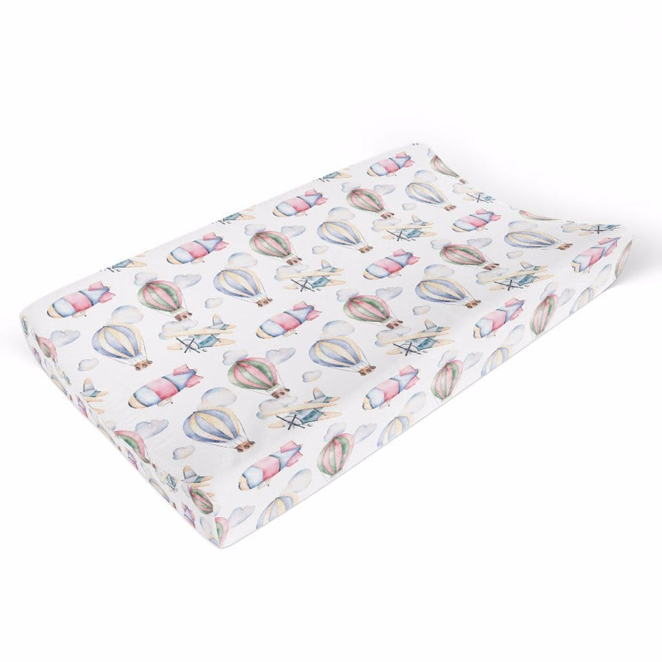 Vintage Airplane and Hot Air Balloon Changing Pad Cover