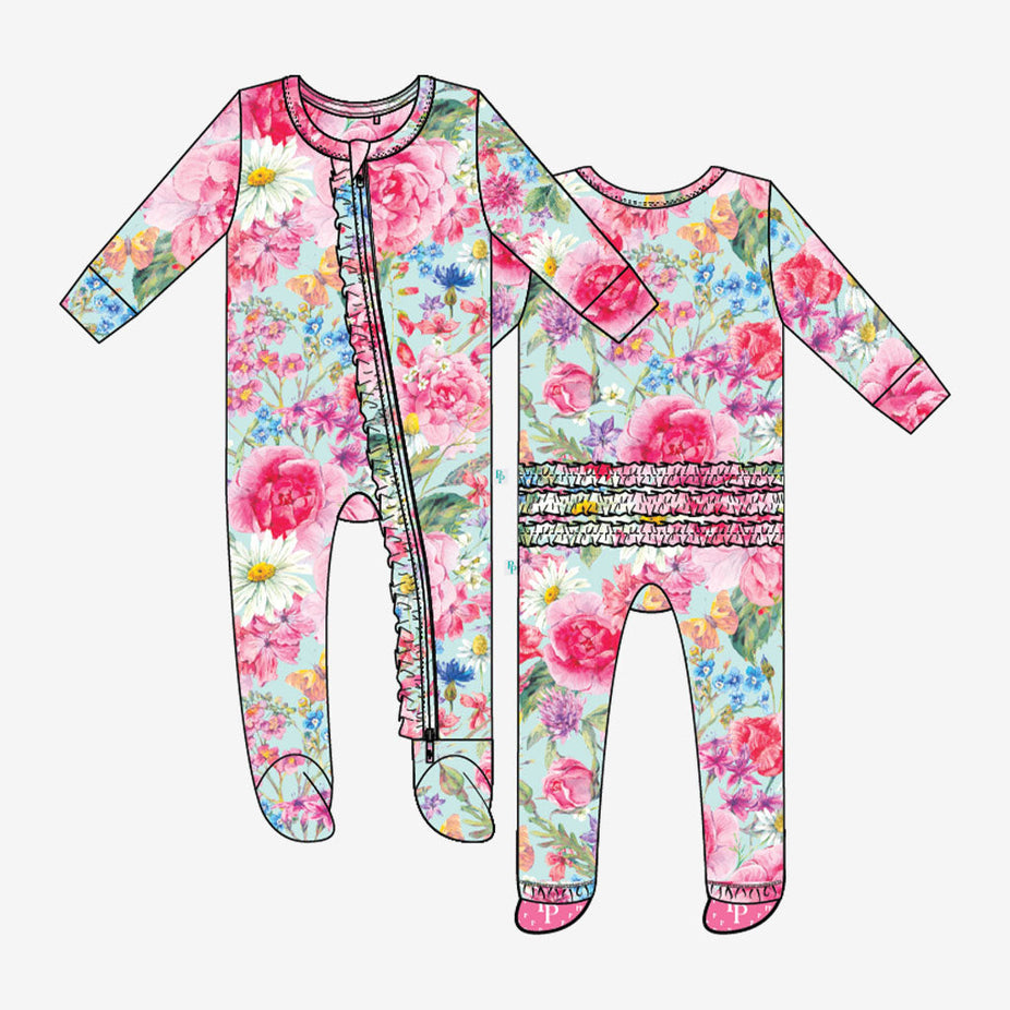 Alice Footie Ruffled Zippered One Piece