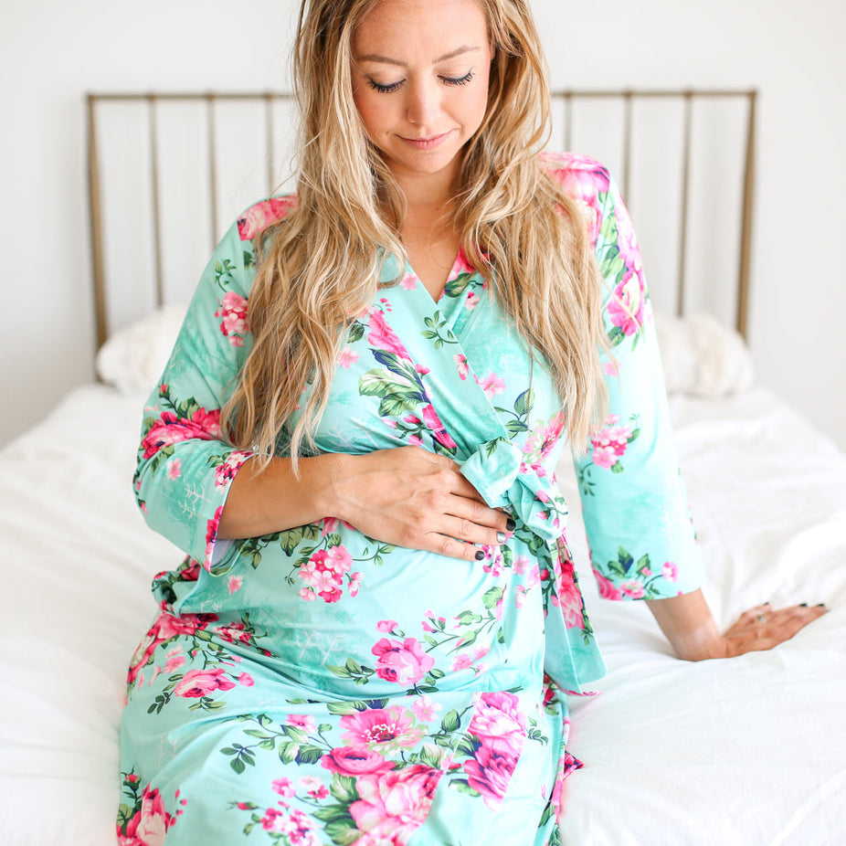 Aqua Floral Robe