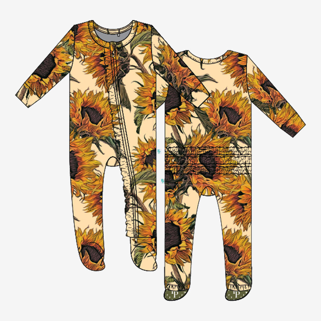 Arev Footie Ruffled Zippered One Piece