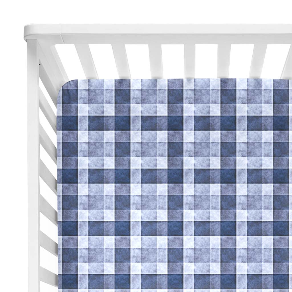 Denim Plaid Crib Sheet