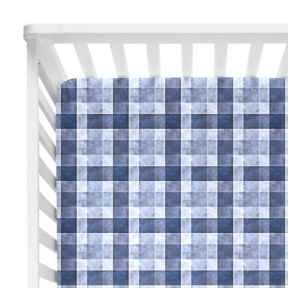 Denim Plaid Crib Sheet