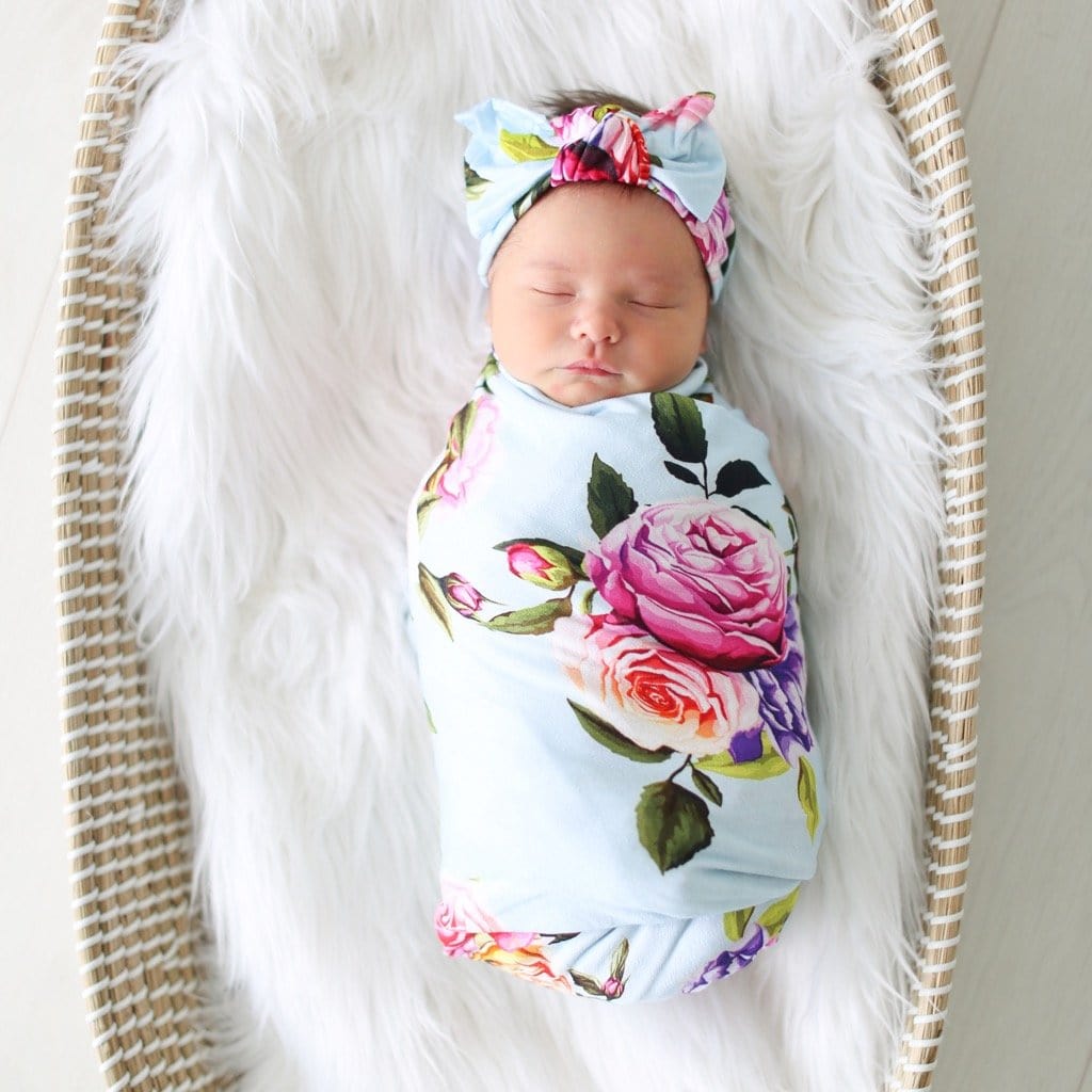 Country Rose Swaddle Headband Set