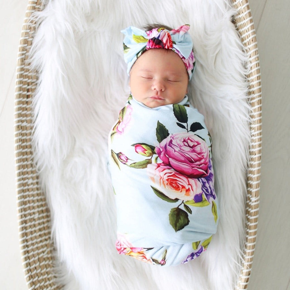 Country Rose Swaddle Headband Set