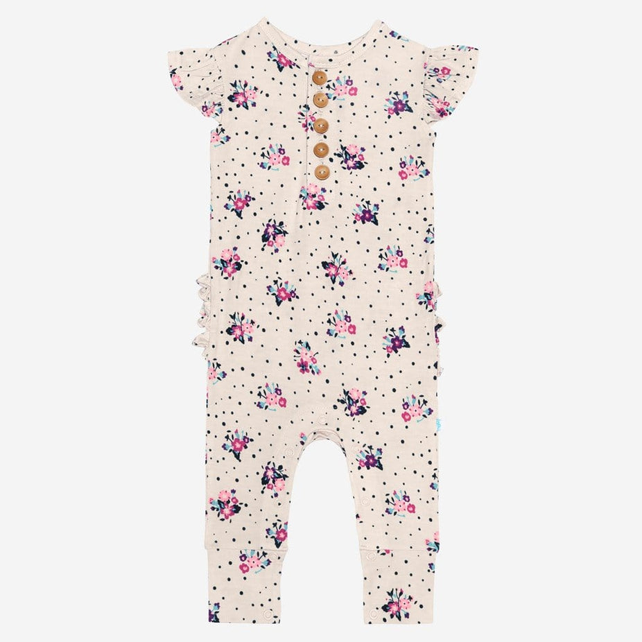 Frances ruffled cap sleeve romper