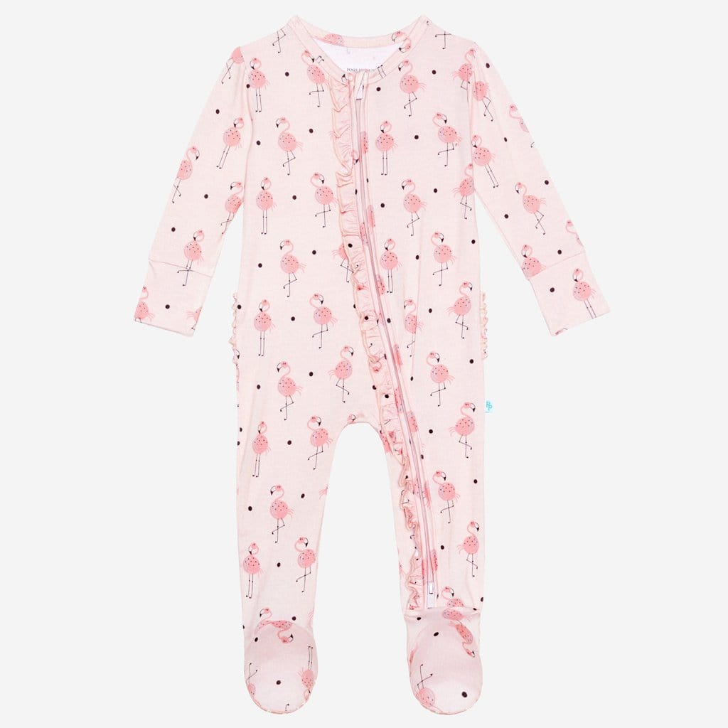 Frida footie ruffled zippered one piece