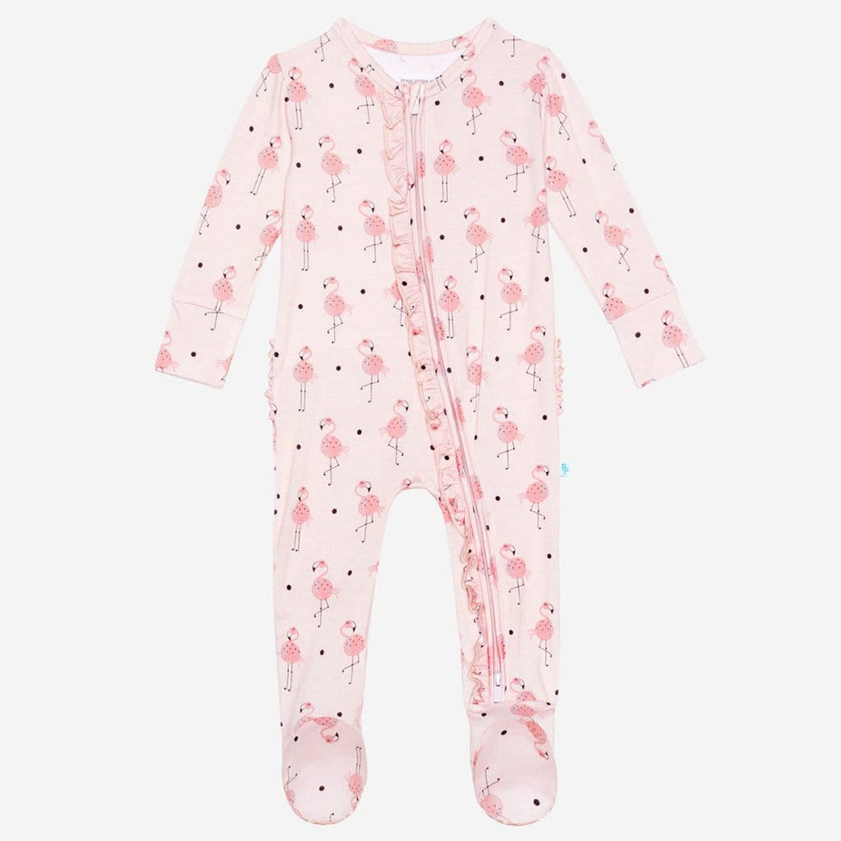 Frida footie ruffled zippered one piece