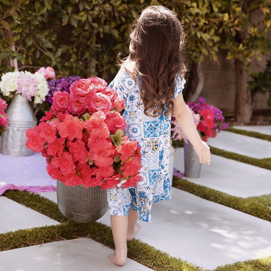 Toddler on Paola Ruffled Cap Sleeve Henley Hi-Low Dress