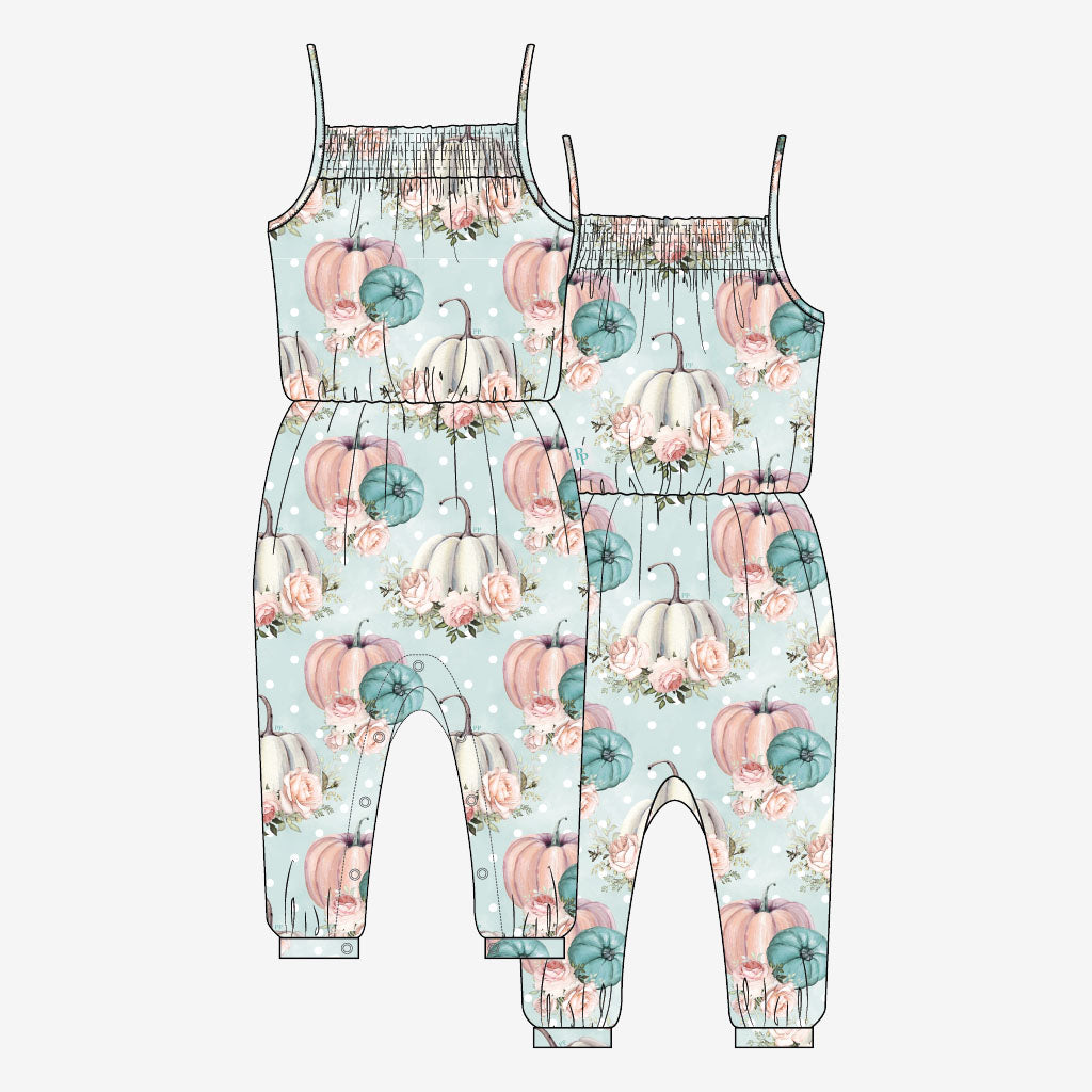 Jackie Sleeveless Smocked Snap Jumpsuit