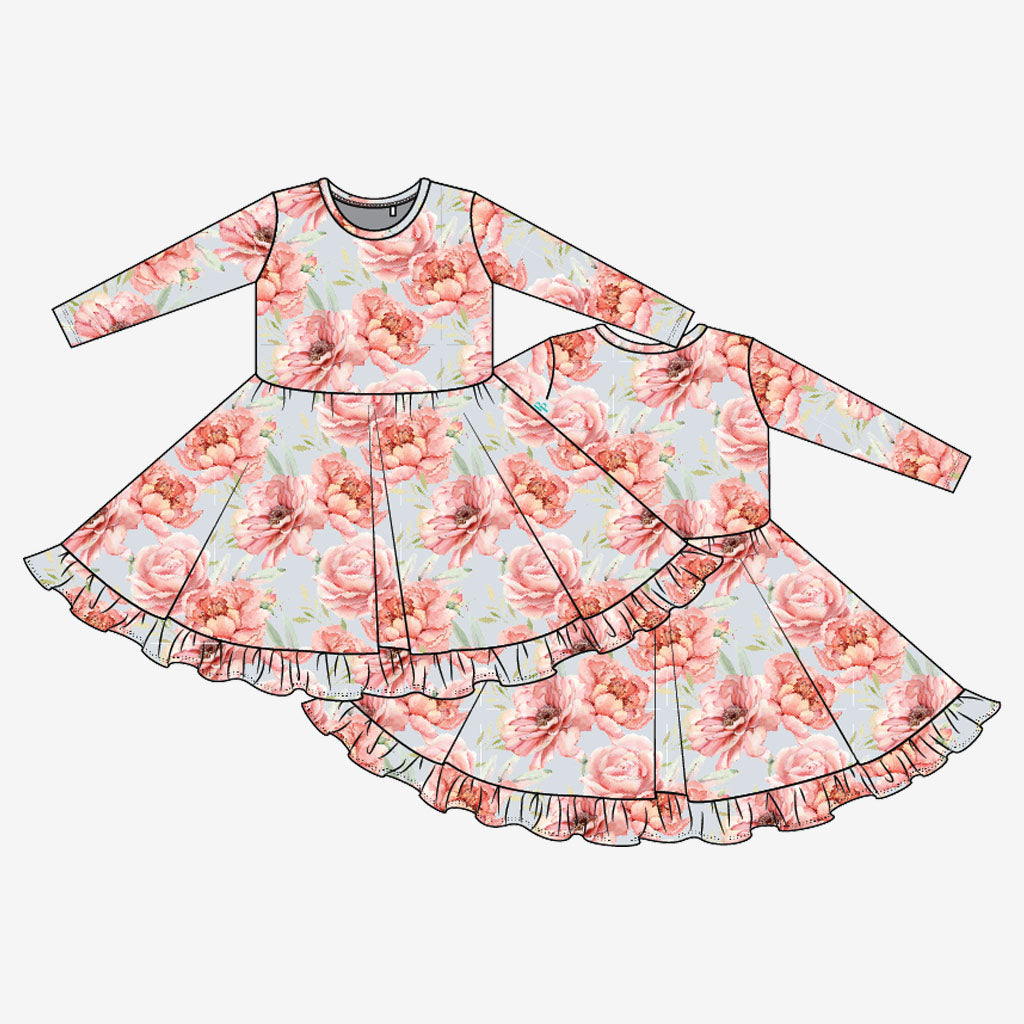 Kennedy Long Sleeve Ruffled Twirl Dress