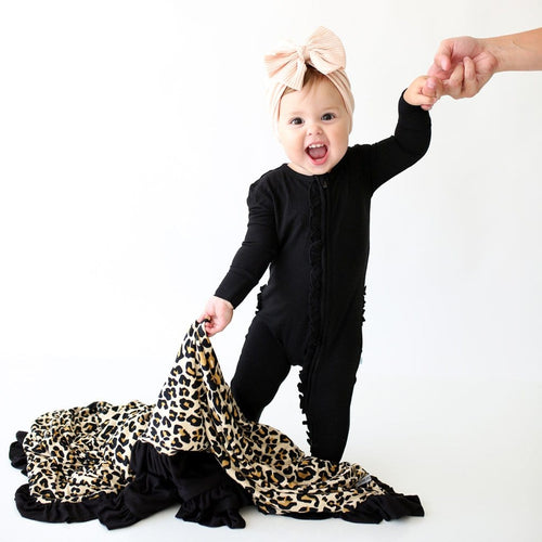 Baby on Lana Leopard Tan & Black Ribbed Ruffled Luxe Patoo