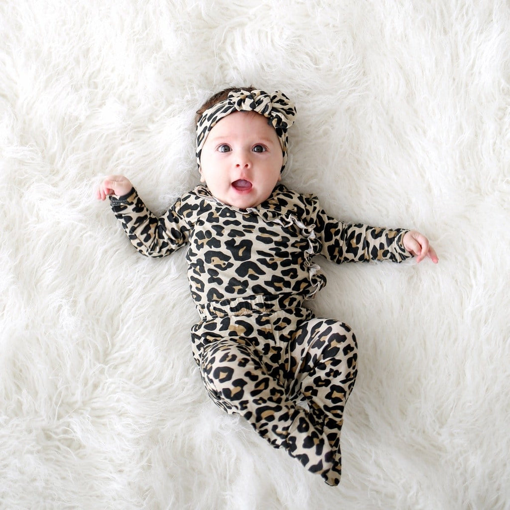 Lana Leopard Tan Ruffled Kimono Set