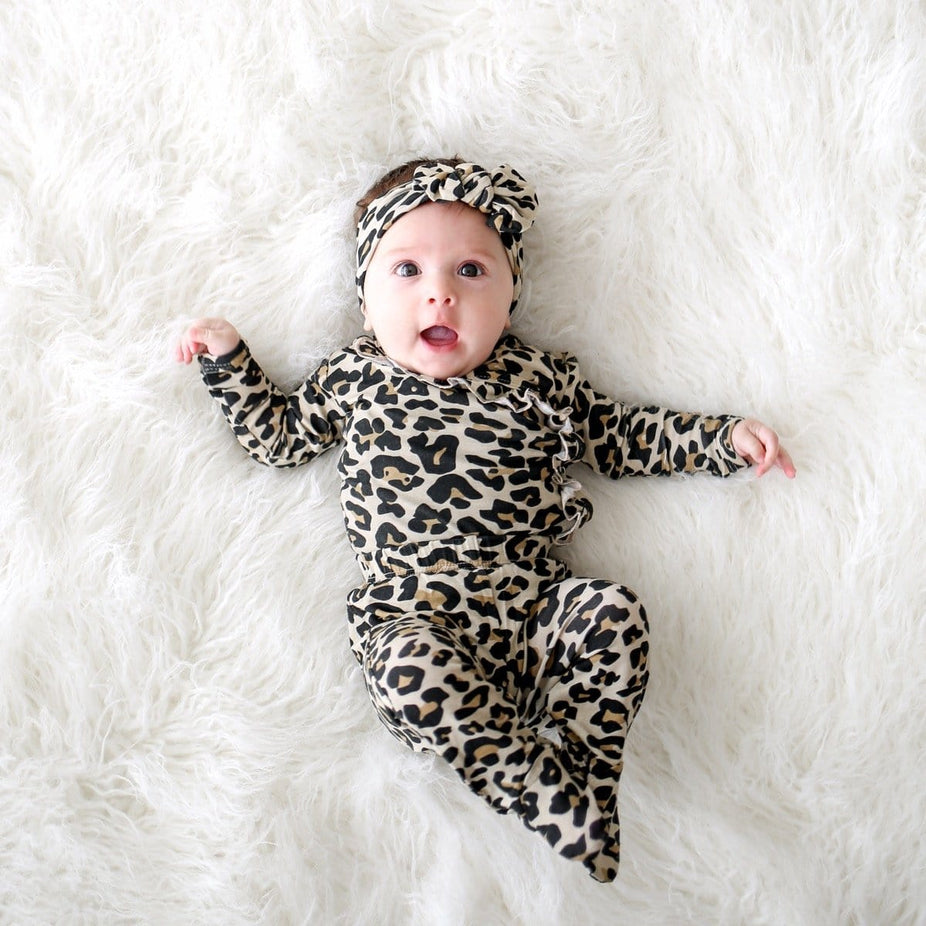 Lana Leopard Tan Ruffled Kimono Set