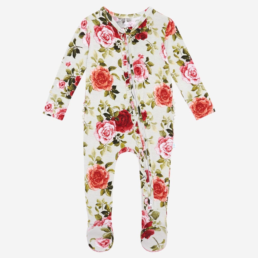 Lizzie footie ruffled zippered one piece