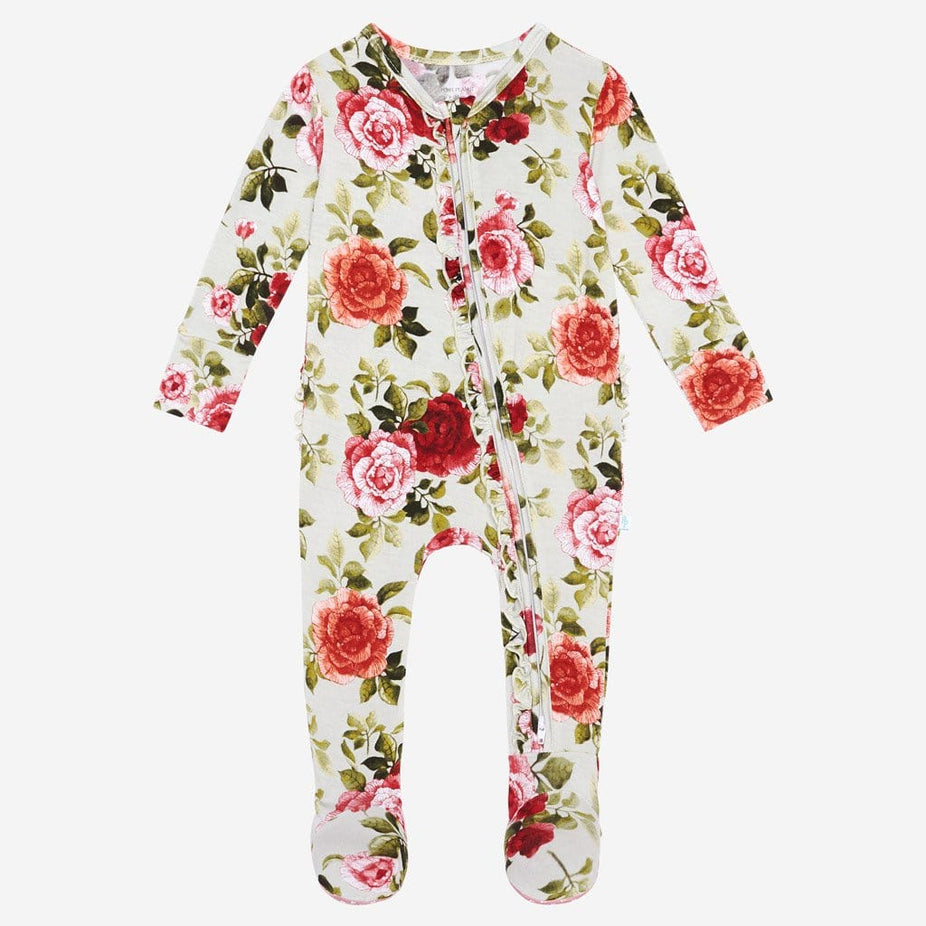 Lizzie footie ruffled zippered one piece