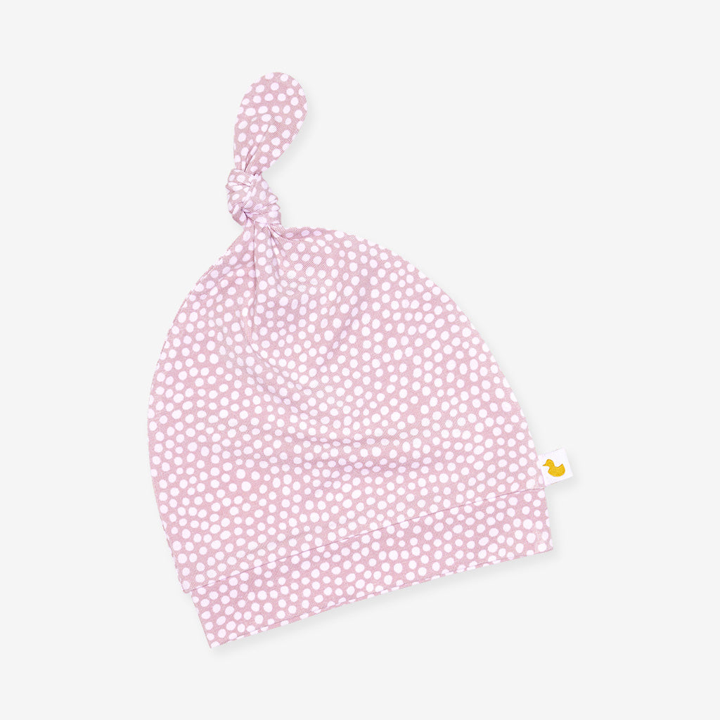 Pastel Orchid Polka Dot Knotted Beanie