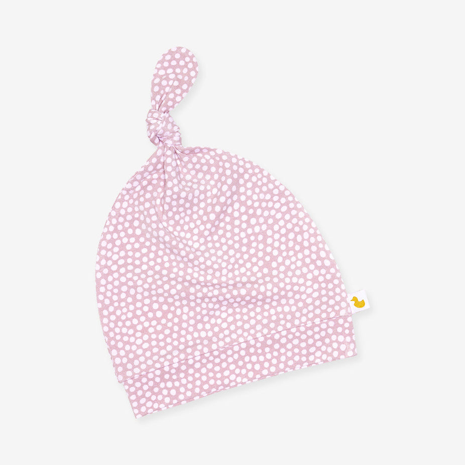 Pastel Orchid Polka Dot Knotted Beanie
