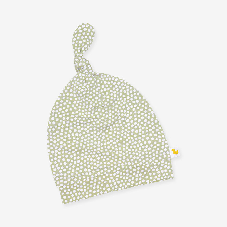 Sage Polka Dot Knotted Beanie