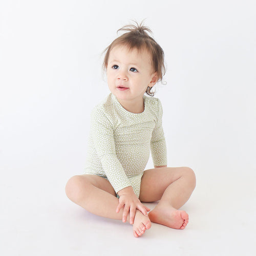 Sage Polka Dot Long Sleeve Bodysuit