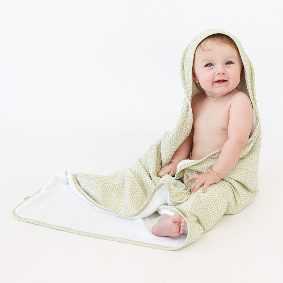 Sage Polka Dot Hooded Towel
