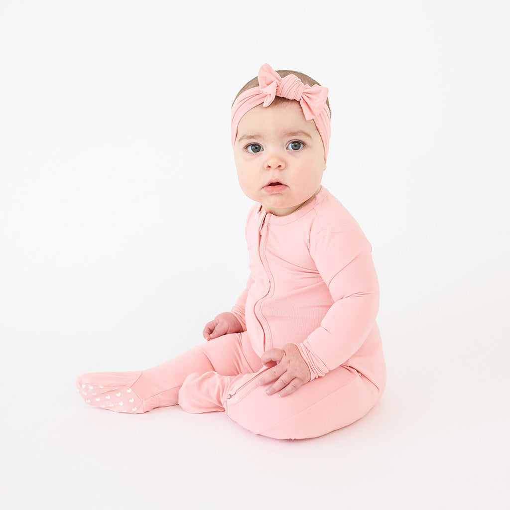 Blush Footie Zippered One Piece