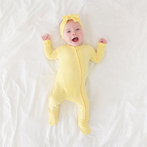 Yellow Footie Zippered One Piece