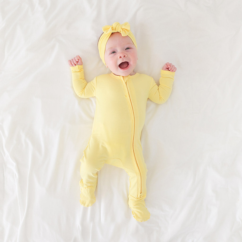 Yellow Footie Zippered One Piece