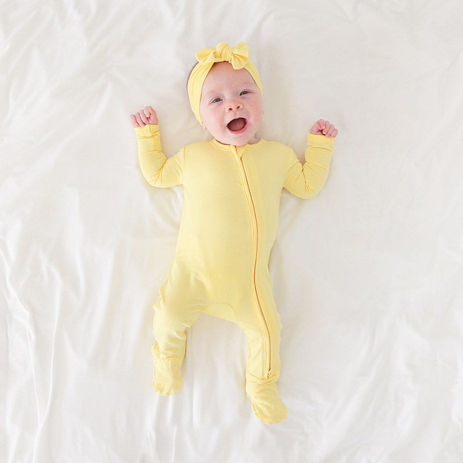Yellow Footie Zippered One Piece