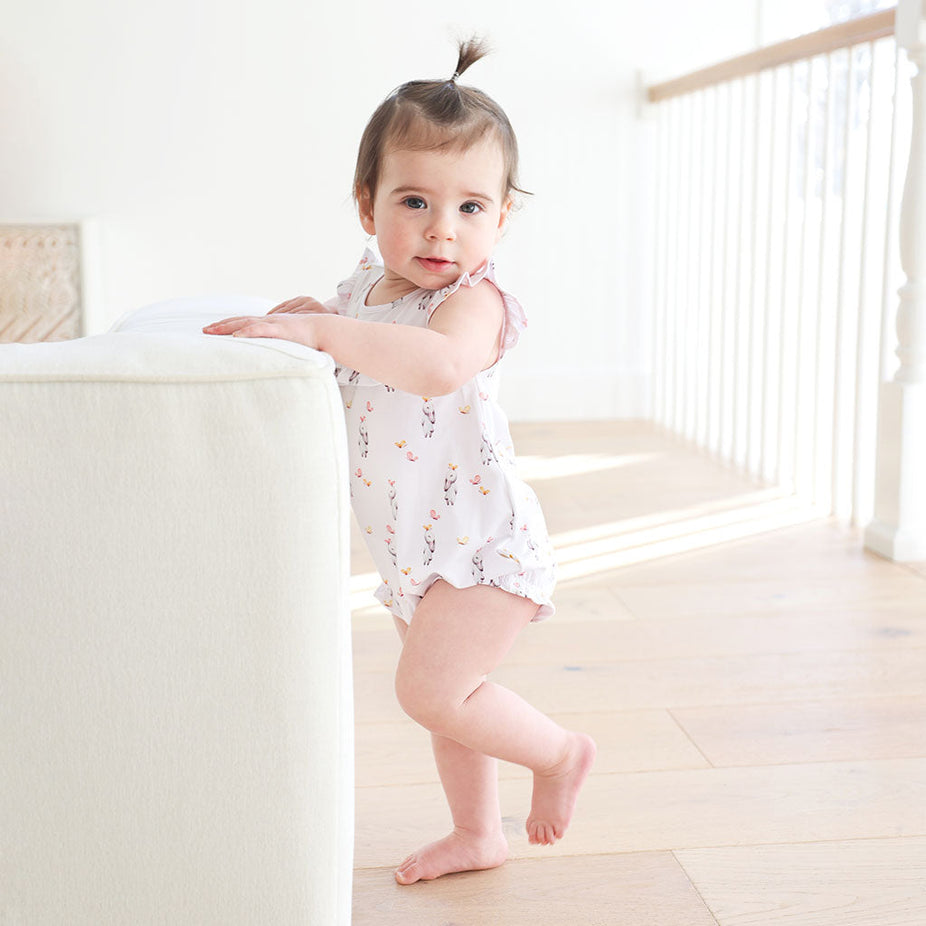 Athena Cap Sleeve Ruffled Bubble Romper