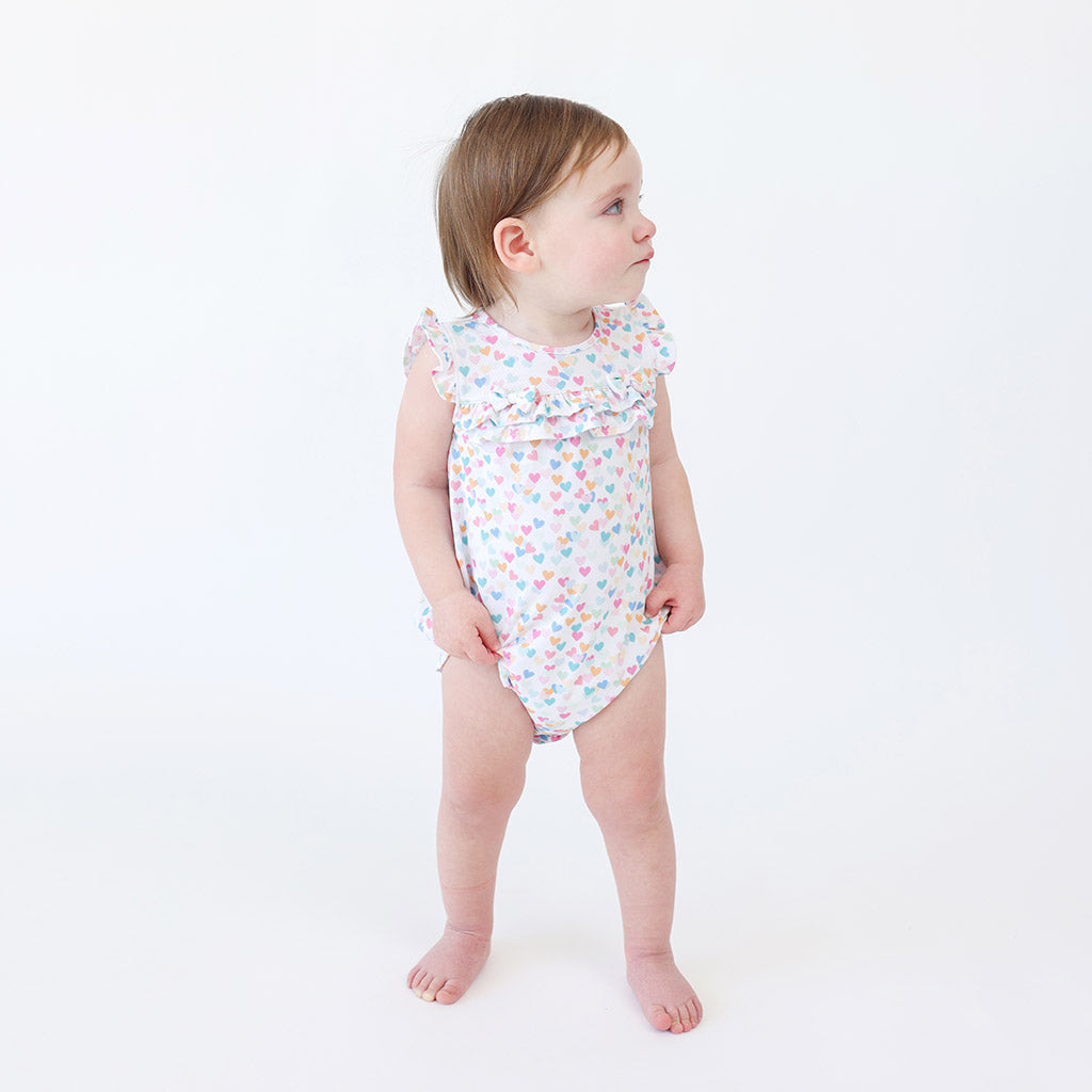 Lydia Cap Sleeve Ruffled Bubble Romper