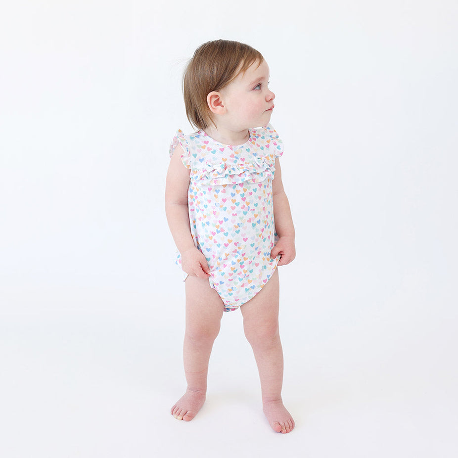 Lydia Cap Sleeve Ruffled Bubble Romper