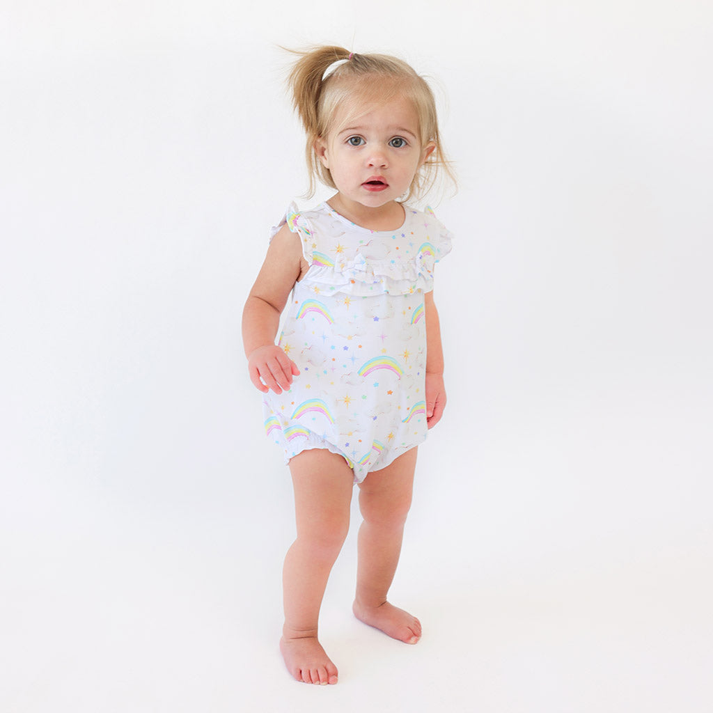 Nicky Cap Sleeve Ruffled Bubble Romper