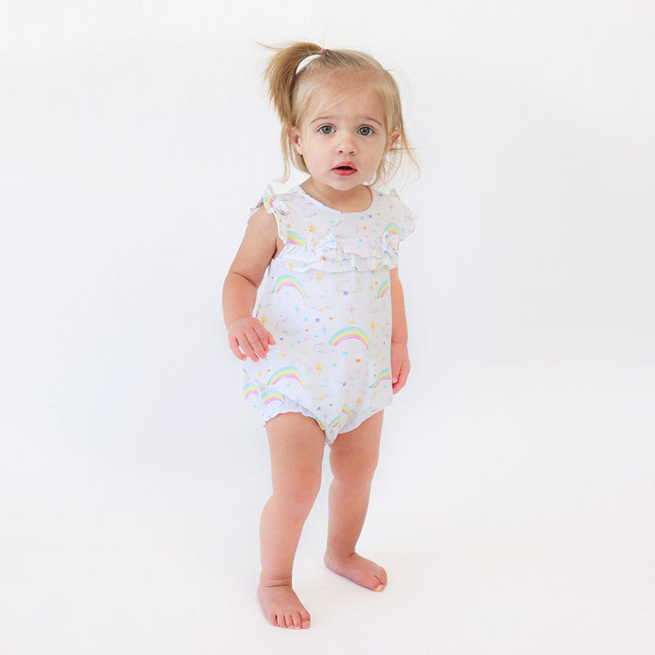 Nicky Cap Sleeve Ruffled Bubble Romper
