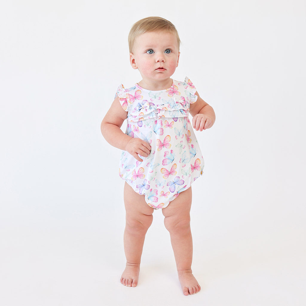 Noemi Cap Sleeve Ruffled Bubble Romper