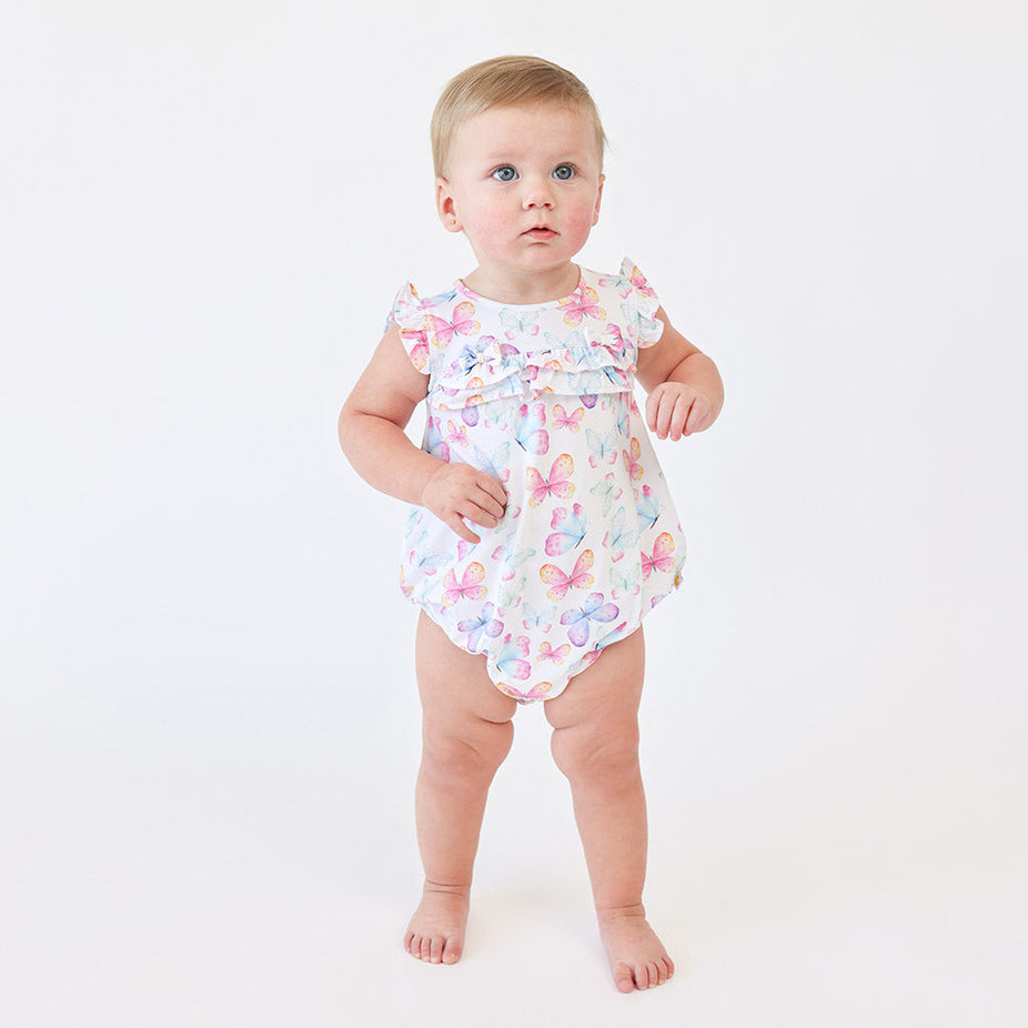 Noemi Cap Sleeve Ruffled Bubble Romper