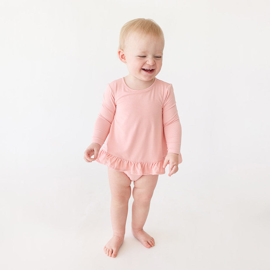 Blush Long Sleeve Bubble Romper Dress