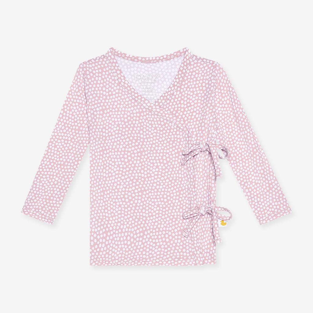 Pastel Orchid Polka Dot Tie-Front Kimono Top