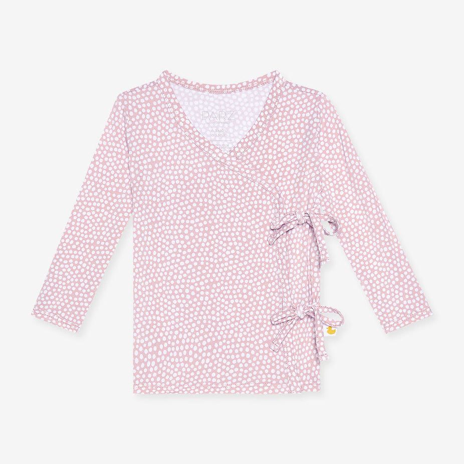 Pastel Orchid Polka Dot Tie-Front Kimono Top