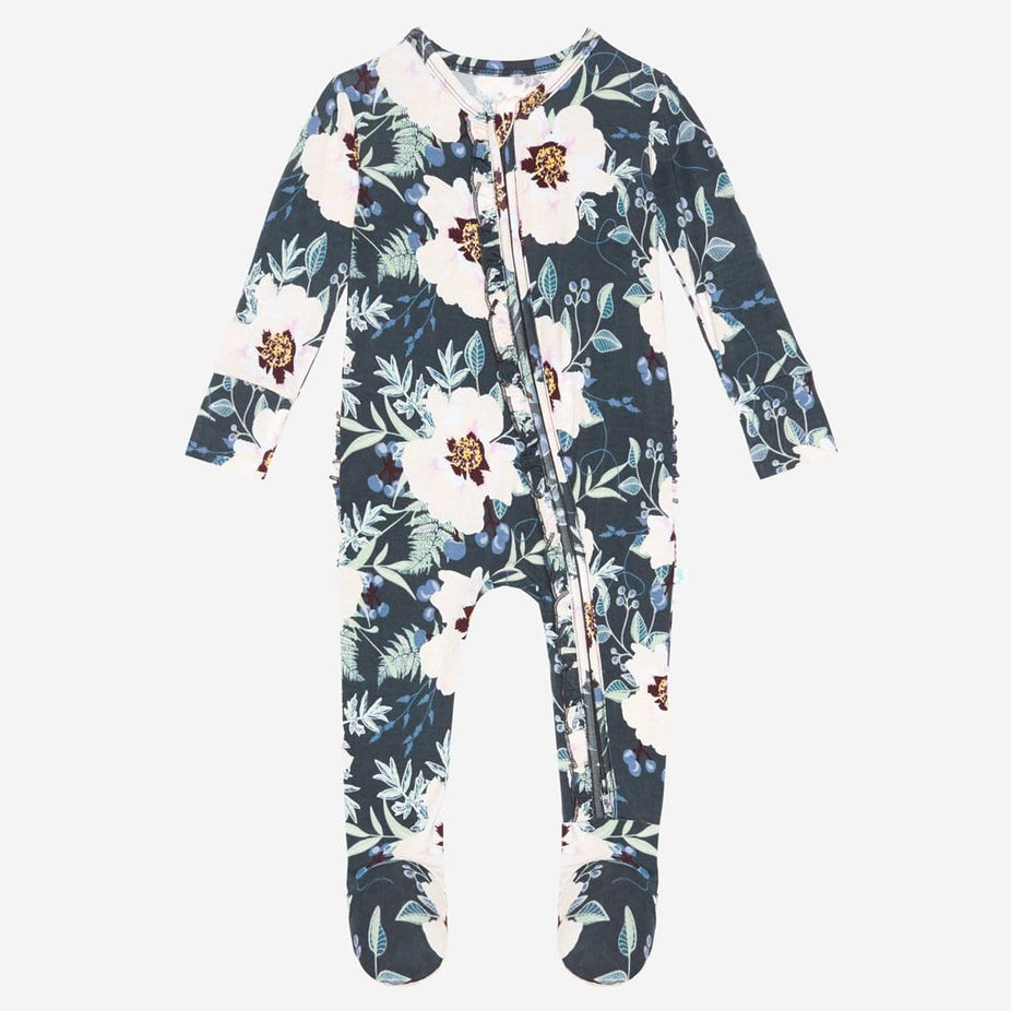 Payton footie ruffled zippered one piece