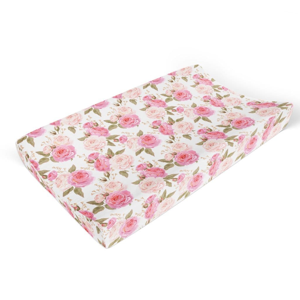 Pink Rose Changing Pad Cover